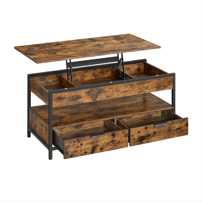 Table basse relevable avec tiroirs