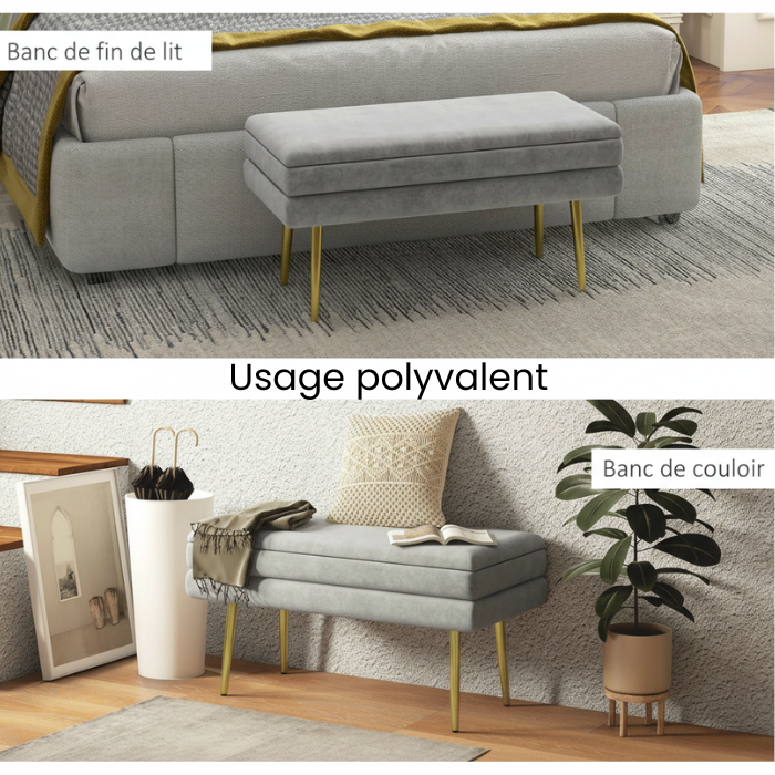 Banc de rangement polyvalent- Velouté