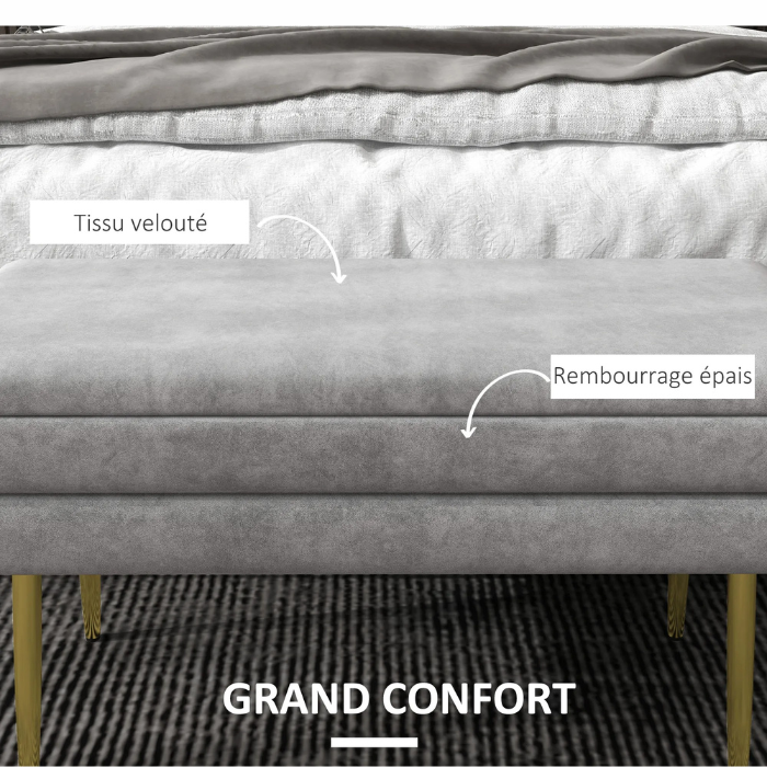 Banc de rangement polyvalent- Velouté