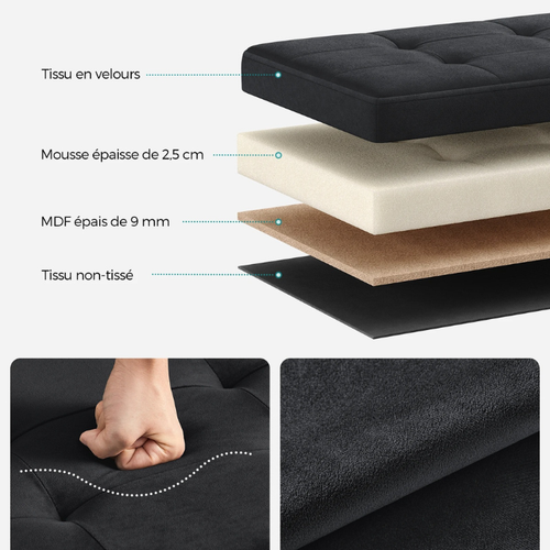 banc de rangement polyvalent- Velours