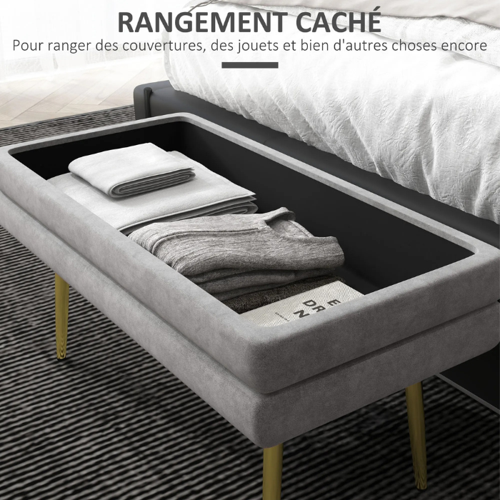 Banc de rangement polyvalent- Velouté