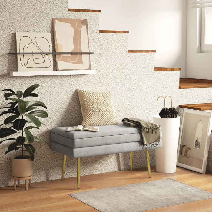 Banc de rangement polyvalent- Velouté