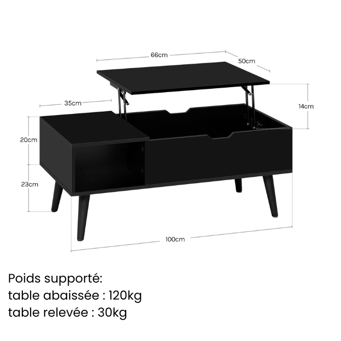 Table basse relevable industrielle