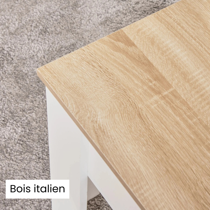 Table basse relevable avec rangement caché